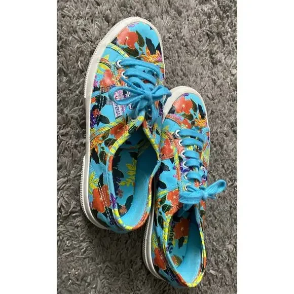 Superga 2750 Blue With Floral Pattern Women’s Shoes Size 8 - Picture 6 of 9